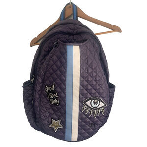 Oliver Thomas Quilted Purple Backpack with Blue and White Stripes